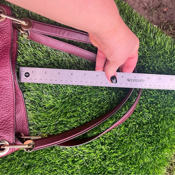 MICHAEL KORS AUTHENTIC GENUINE PEBBLED LEATHER DEEP PURPLE GOLD TONE TONE TRIM - Picture 9 of 16